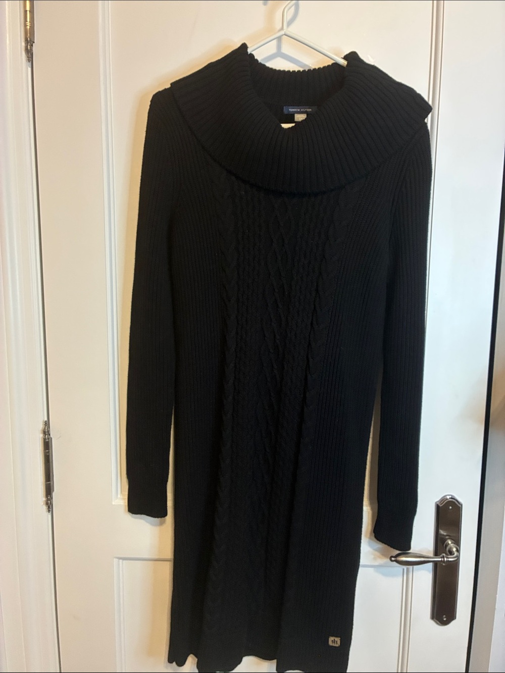 Tommy Hilfiger Black Cable-Knit Cowl Neck Sweater 👵MT
